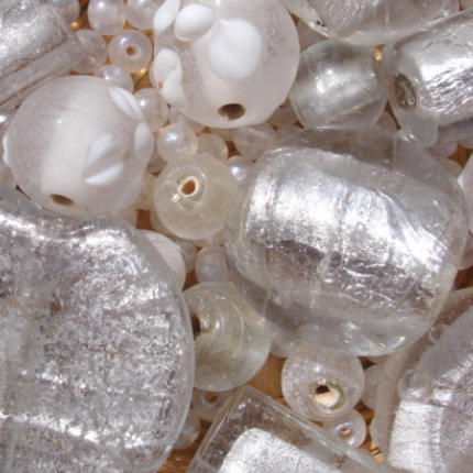 Perles "blanc/transparent"